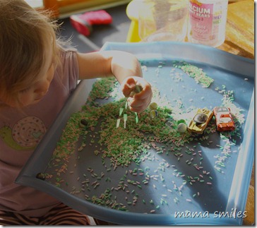 toddler rice sensory play