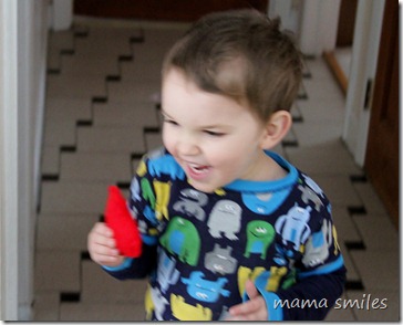 Johnny, very excited to have a heart he made all by himself (with help)