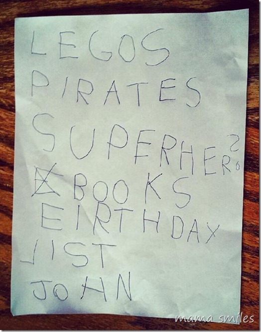 four-year-old birthday list