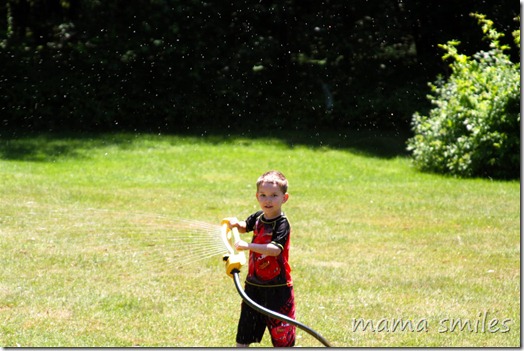 Sprinkler play in the summertime!