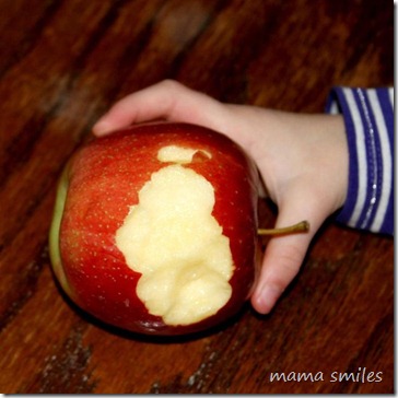 snowman in an apple