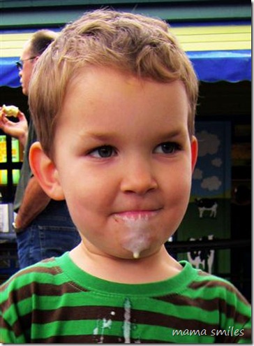 Johnny enjoying his ice cream sample 