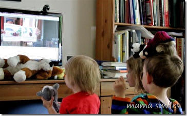 The kids enjoy storytime with Grandpa via webcam