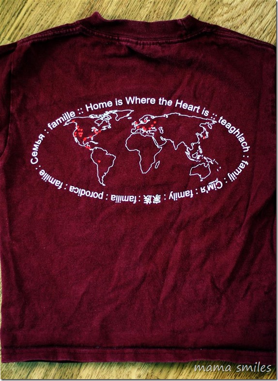 Third culture kid. The hearts represent places family members have lived.