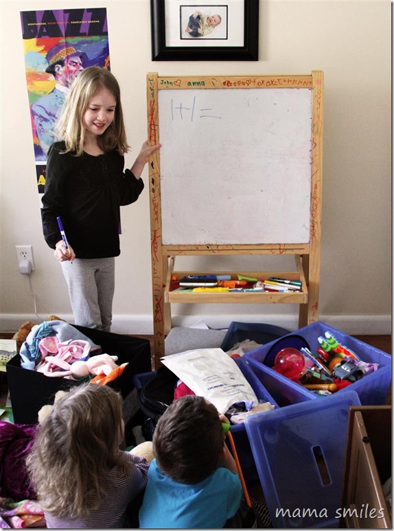 playing pretend school