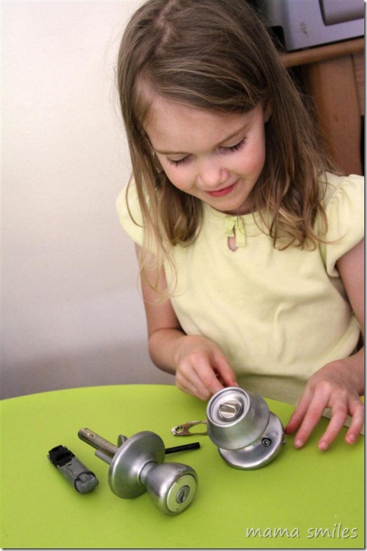 building with a dismantled doorknob
