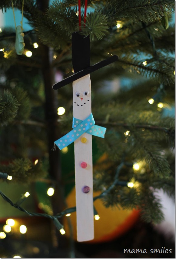 kid-made ornaments: paint mixer snow man